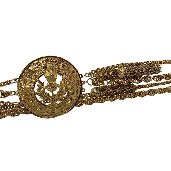 Accessocraft NYC Medallion 3 Strand Rope Chain Tassel Gold-Tone SZ M/L Belt VTG - Picture 2 of 5